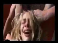Gorgeous blonde girl crying in pain as she gets her butt hole fucked really hard